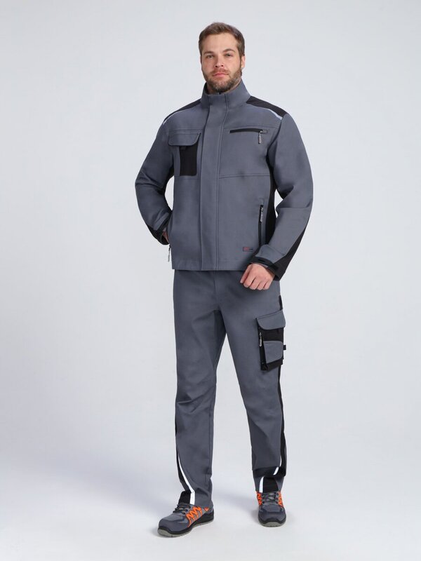 Костюм ProfLineLeader-1 (тк.Хлопок/Спандекс,260) брюки, серый/черный ФАКЕЛ, 87502564