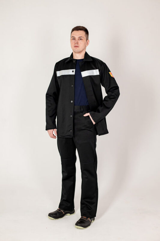 Костюм сварщика (тк.Гефест 500 г/м2), 2 кл. защиты, куртка/брюки, черный 