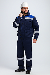 Костюм Титан-2 СОП (тк.Смесовая,210) курт.+п/к, т.синий/васильковый