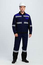 Костюм Виват-2 (тк.смесовая,240) курт.+пк, т.синий/черный/васильковый