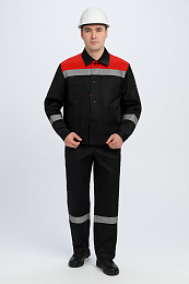Костюм Фортон-1 СОП (тк.саржа 250), курт.+брюки, черный/красный