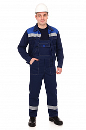 Костюм КОСЭ 309-1 (тк.смесовая 200) куртка+пк СОП 50мм, синий+василек 
